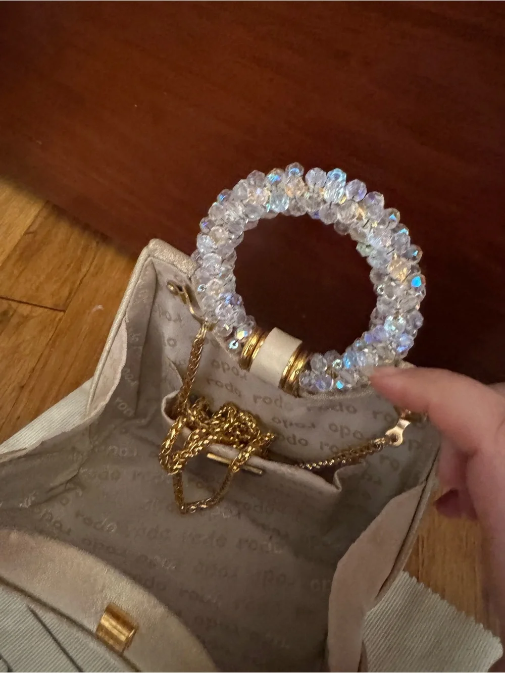 Vintage Rodo Gold Crystal Handle Evening Bag